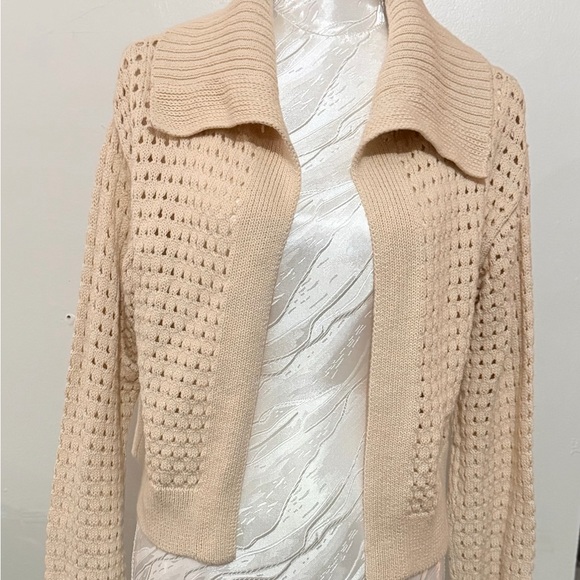 Universal Thread Sweaters - Universal Thread Beige Open-Knit Cardigan